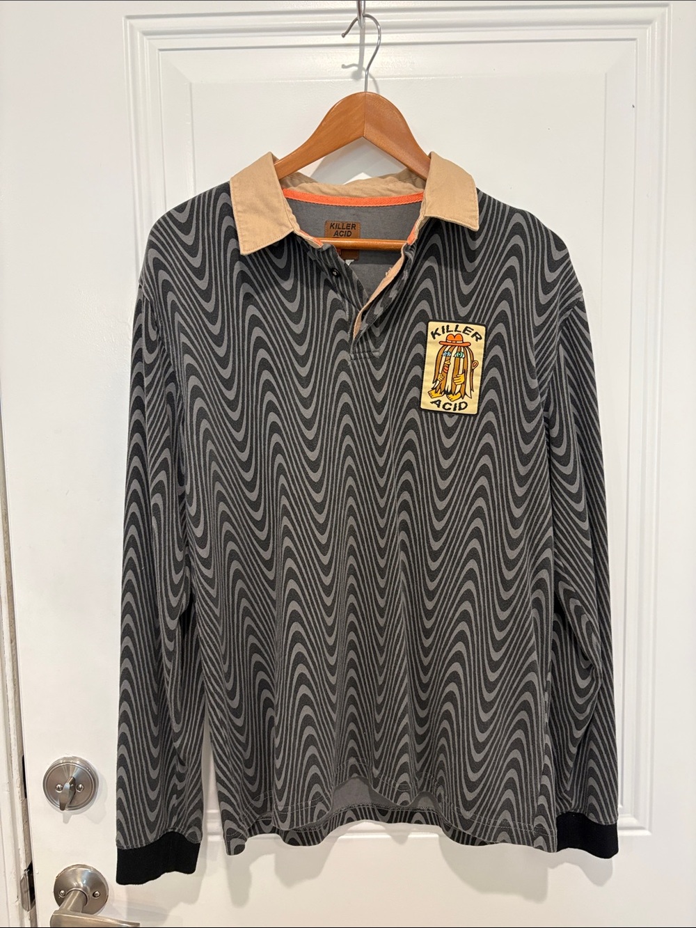 Killer Acid Black & Tan Groovy Long-Sleeve Polo Shirt